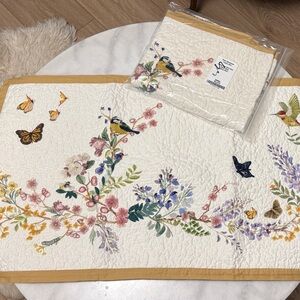 Embroidered Monarch Butterfly Quilted king pillowcass- White with Golden Accents